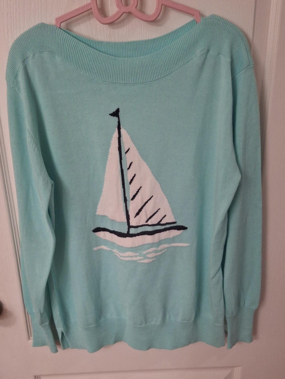 Light Aqua Boat-Graphic Women’s Sweater